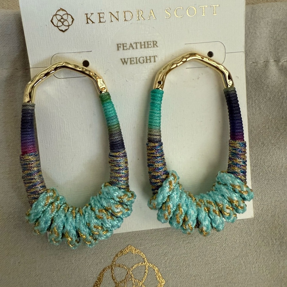 Kendra Scott Gold and Blue Statement Earrings